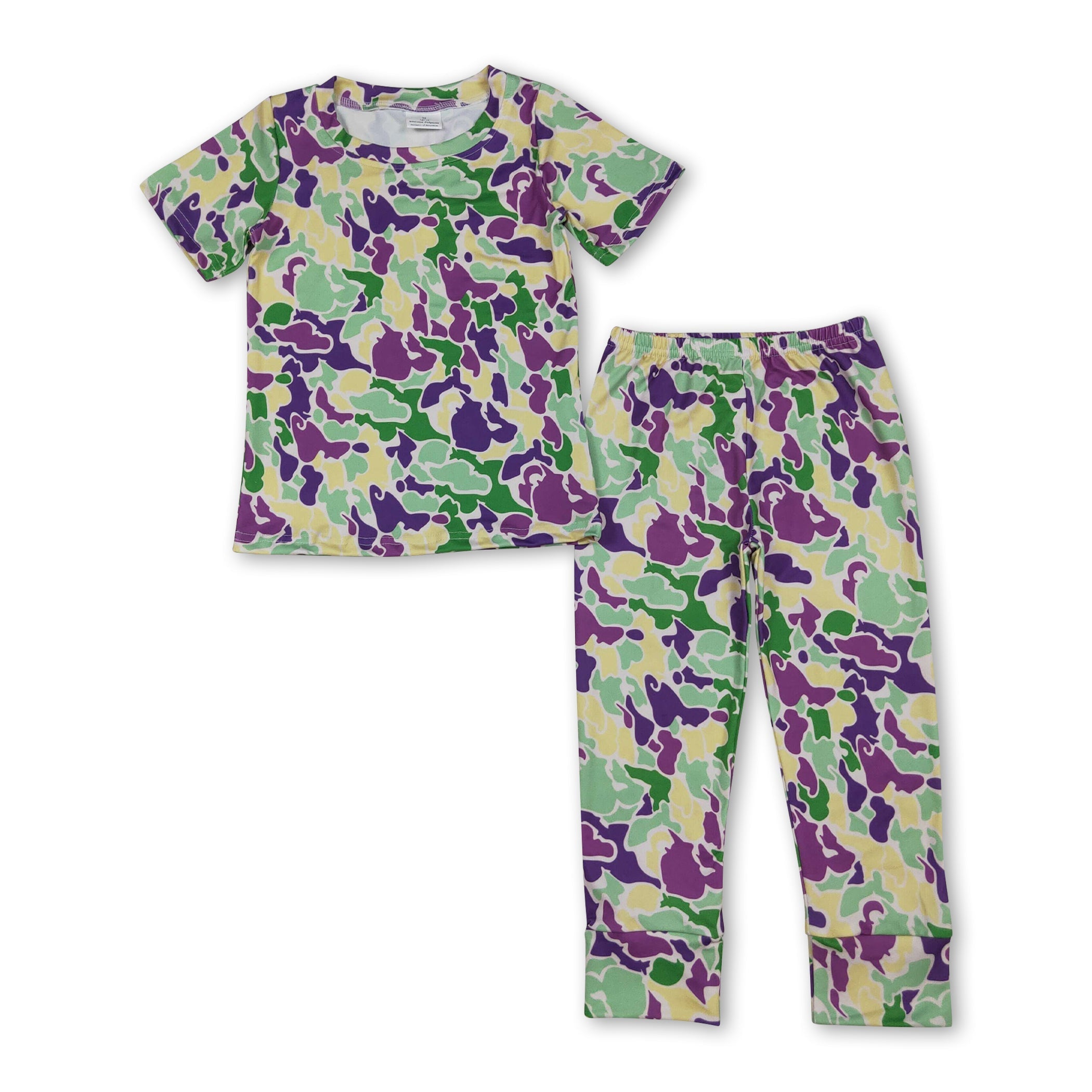 Purple yellow green camo boy Mardi Gras pajamas - BIG FRENCHIES