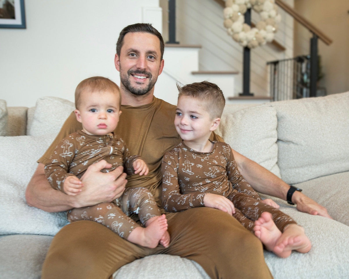 Bamboo Baby Christmas Sleepers | Matching Family Holiday Pajamas - Skating Gingerbread - BIG FRENCHIES
