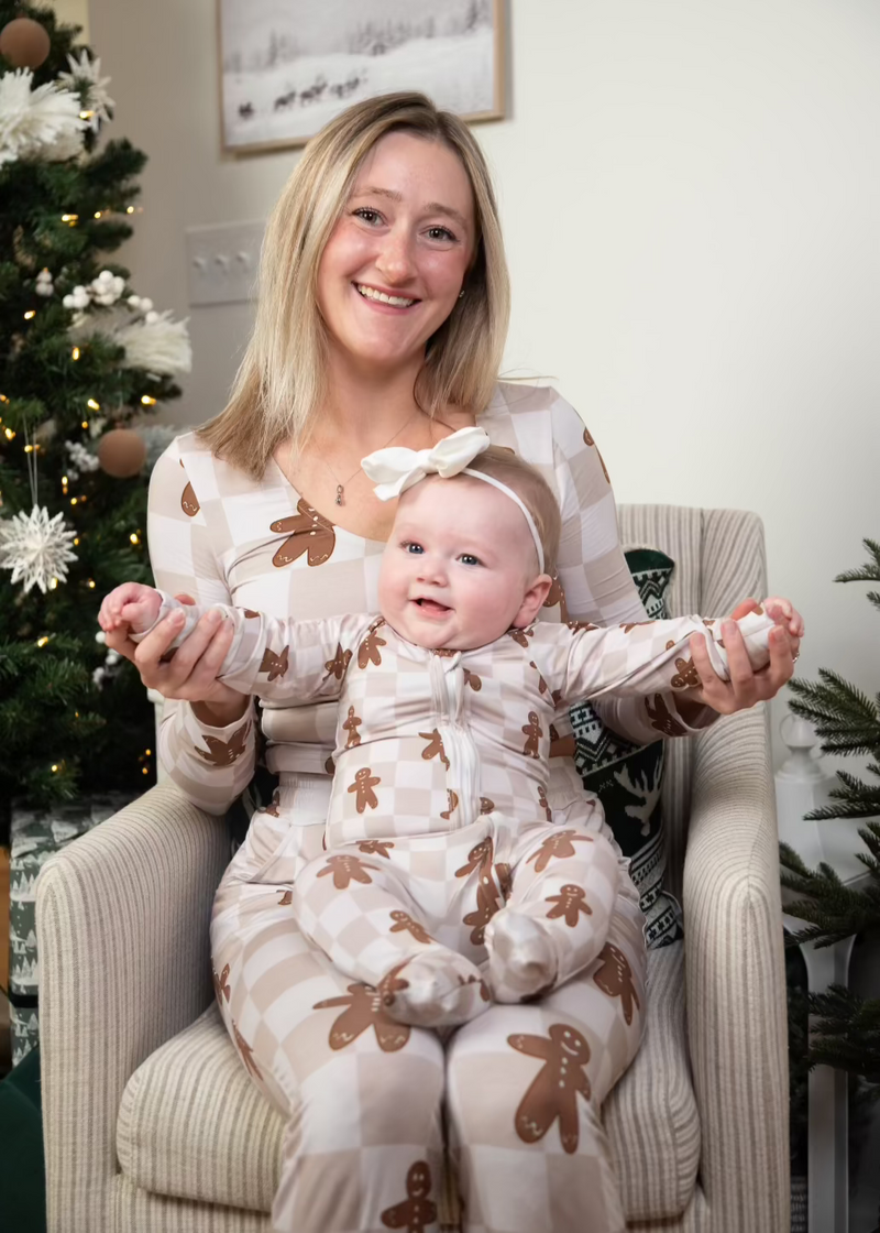 Bamboo Baby Christmas Sleepers | Matching Family Holiday Pajamas - Gingerbread - BIG FRENCHIES