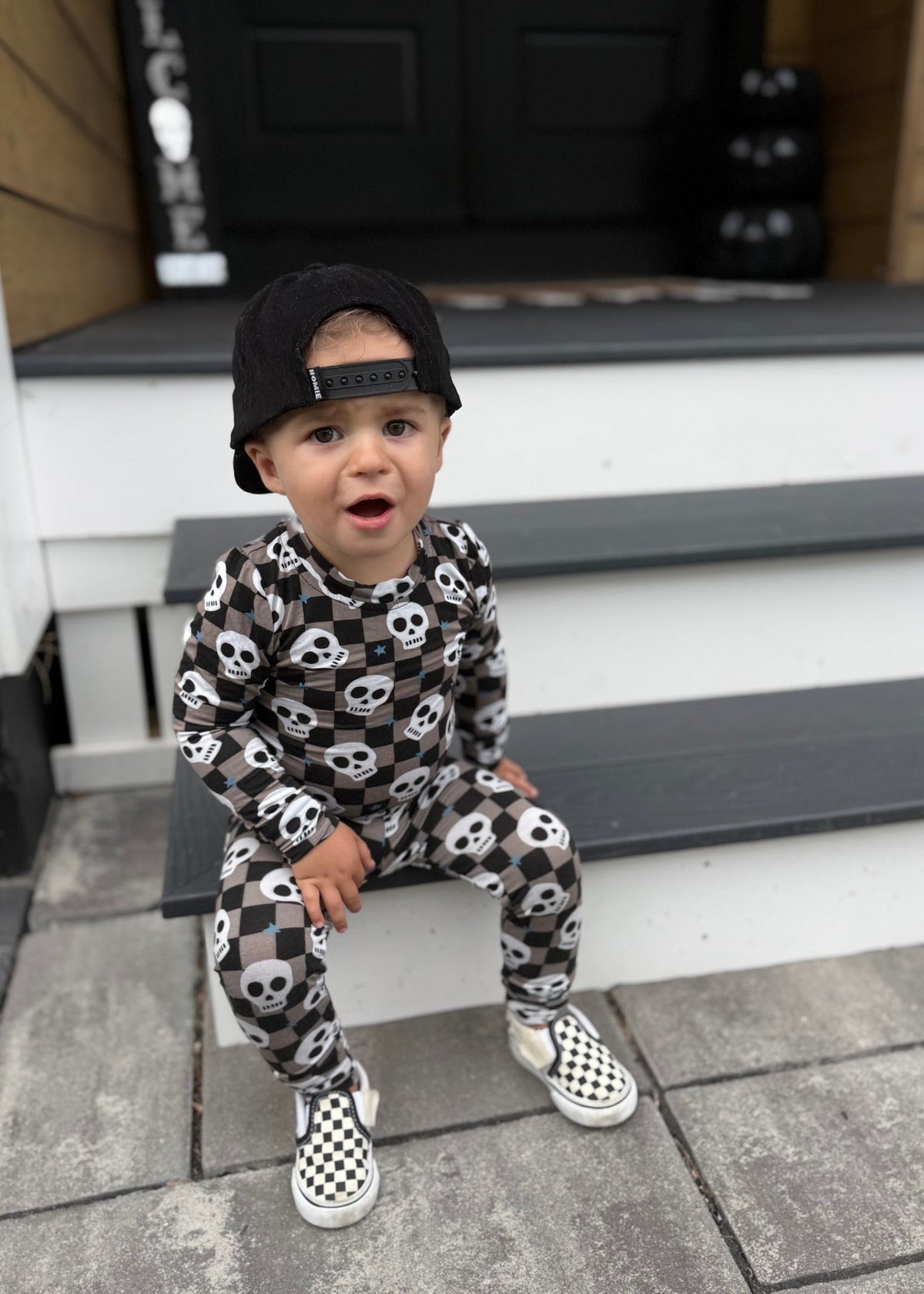 Bamboo Toddler Two-Piece Halloween Pajamas | Spooky Skull Set - BIG FRENCHIES