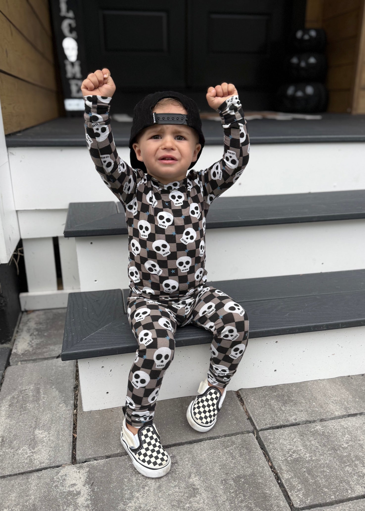 Bamboo Toddler Two-Piece Halloween Pajamas | Spooky Skull Set - BIG FRENCHIES
