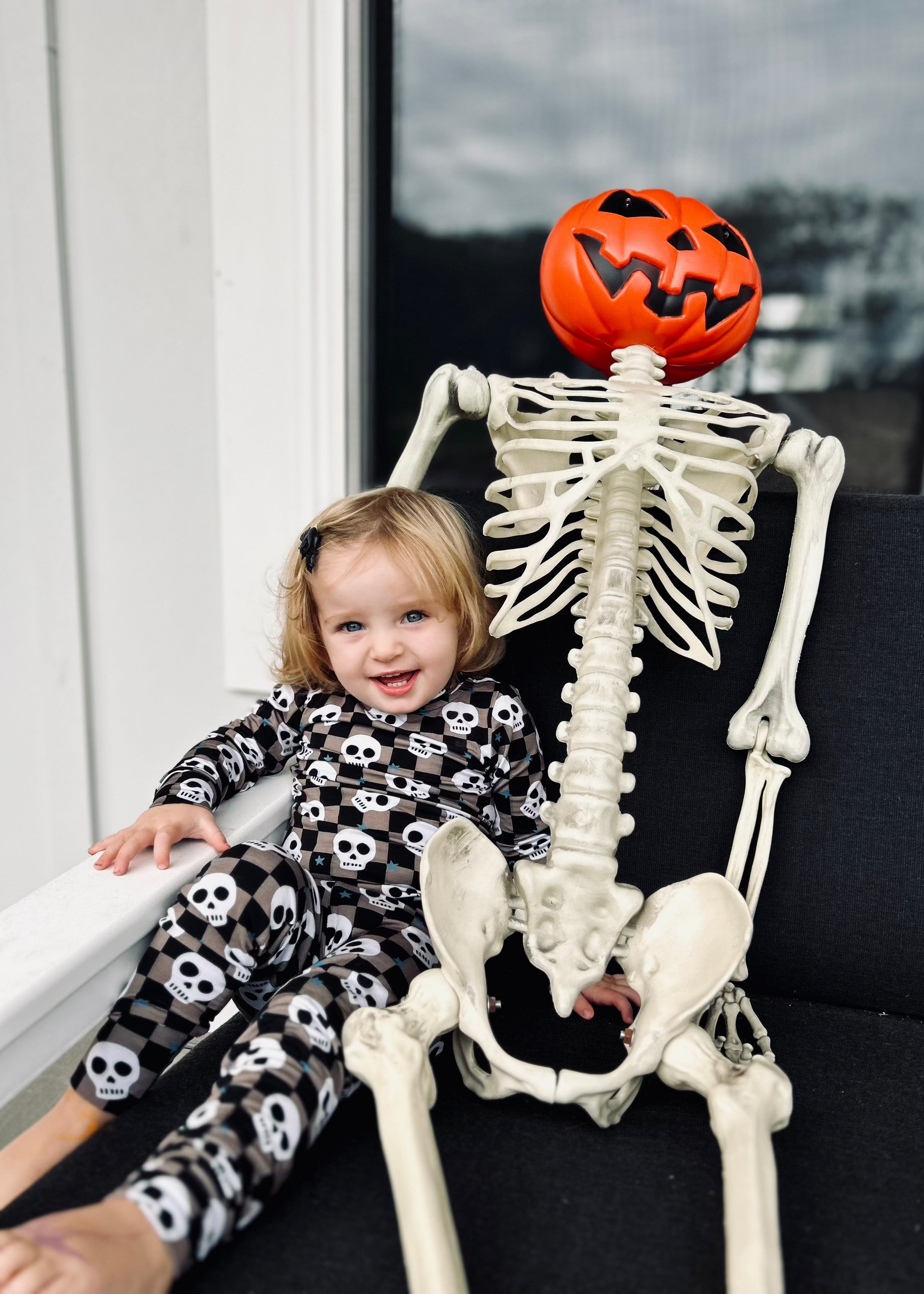 Bamboo Toddler Two-Piece Halloween Pajamas | Spooky Skull Set - BIG FRENCHIES