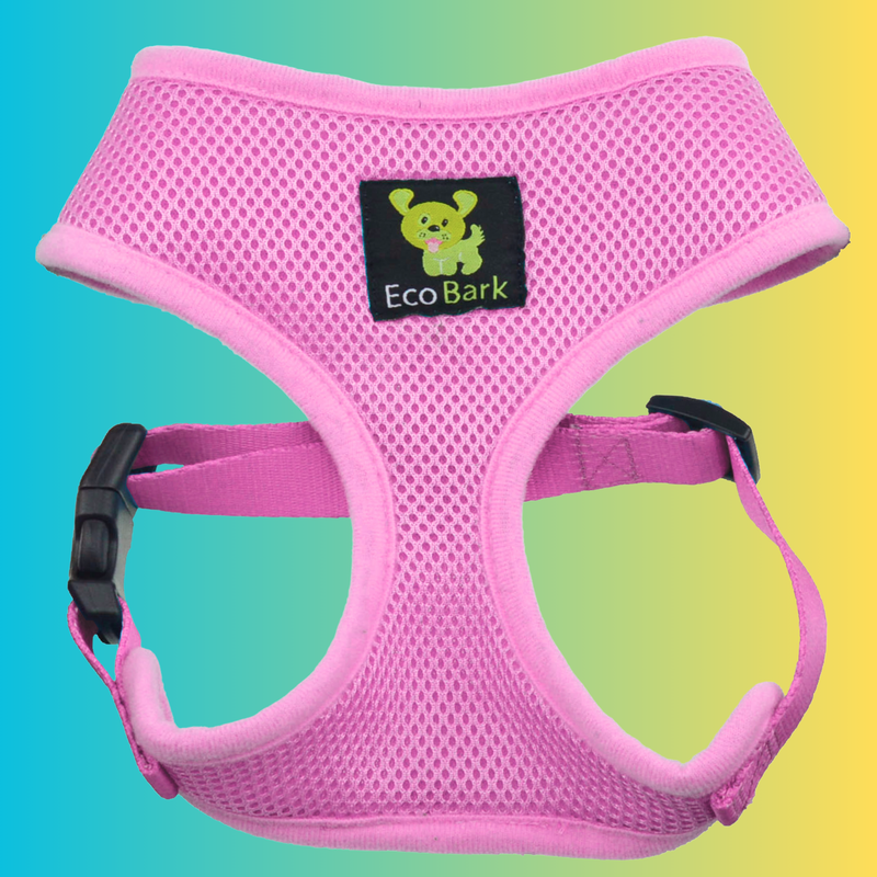 EcoBark Baby Pink Dog Harness- Over-the-Head Soft Mesh Halter Vest for Small to Medium Dogs and Puppies - BIG FRENCHIES