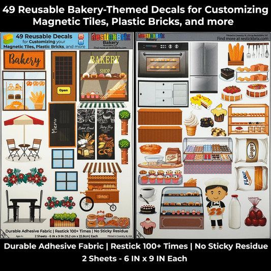 Bakery: Reusable Decals for Customizing Magnetic Tiles, Plastic Bricks, and more - BIG FRENCHIES