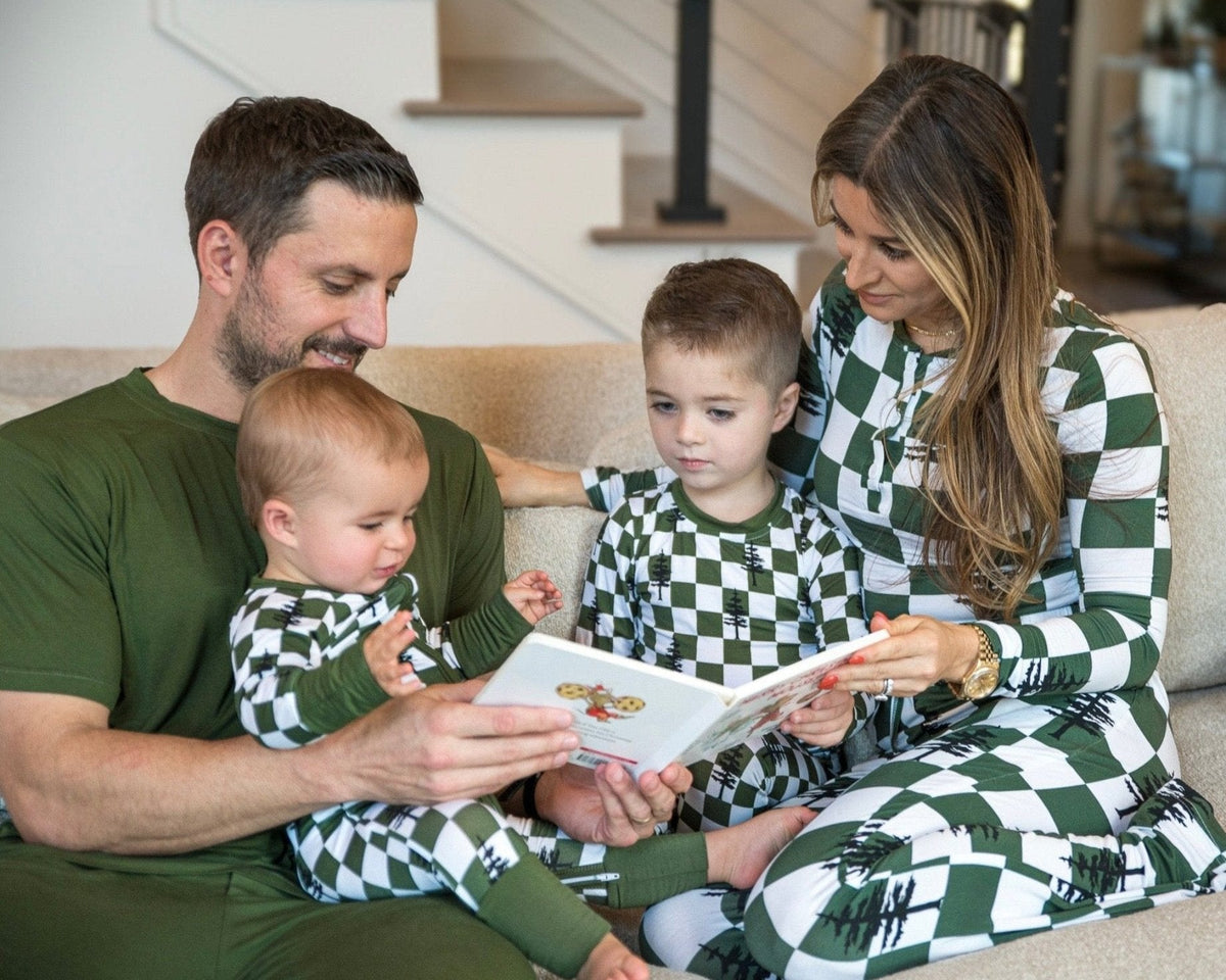 Bamboo Toddler and Kids Christmas Pajamas | Matching Family Holiday Set - Christmas Trees - BIG FRENCHIES