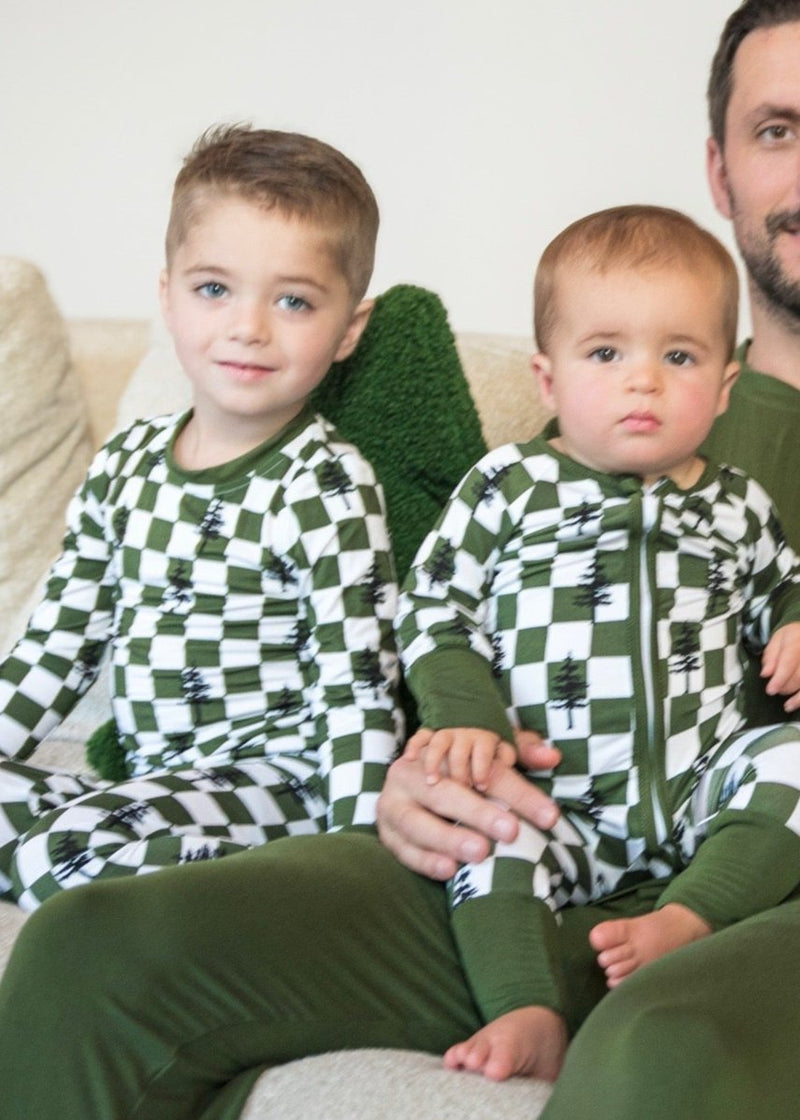 Bamboo Toddler and Kids Christmas Pajamas | Matching Family Holiday Set - Christmas Trees - BIG FRENCHIES
