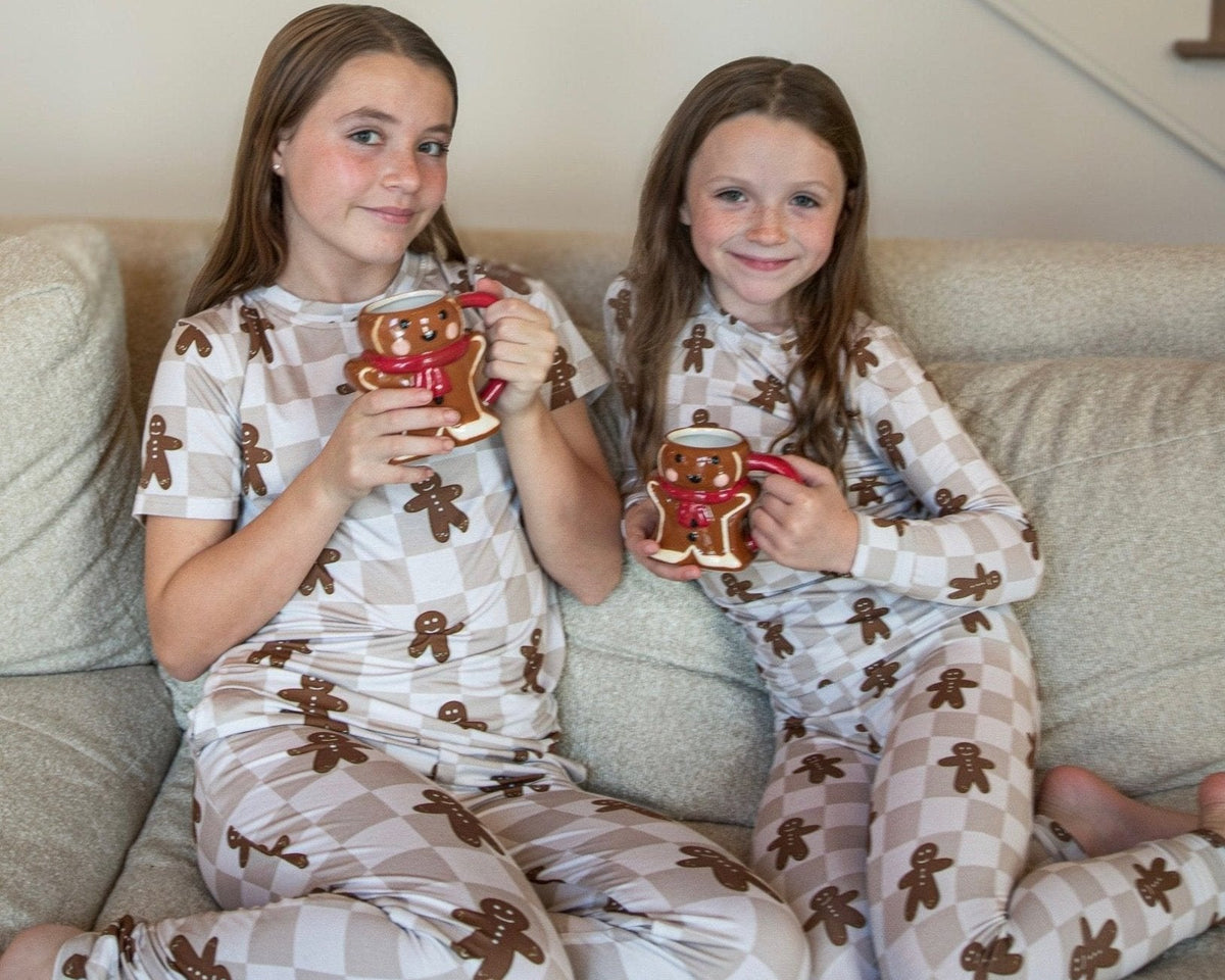 Bamboo Youth Christmas Pajamas | Matching Family Holiday Set - Gingerbread - BIG FRENCHIES