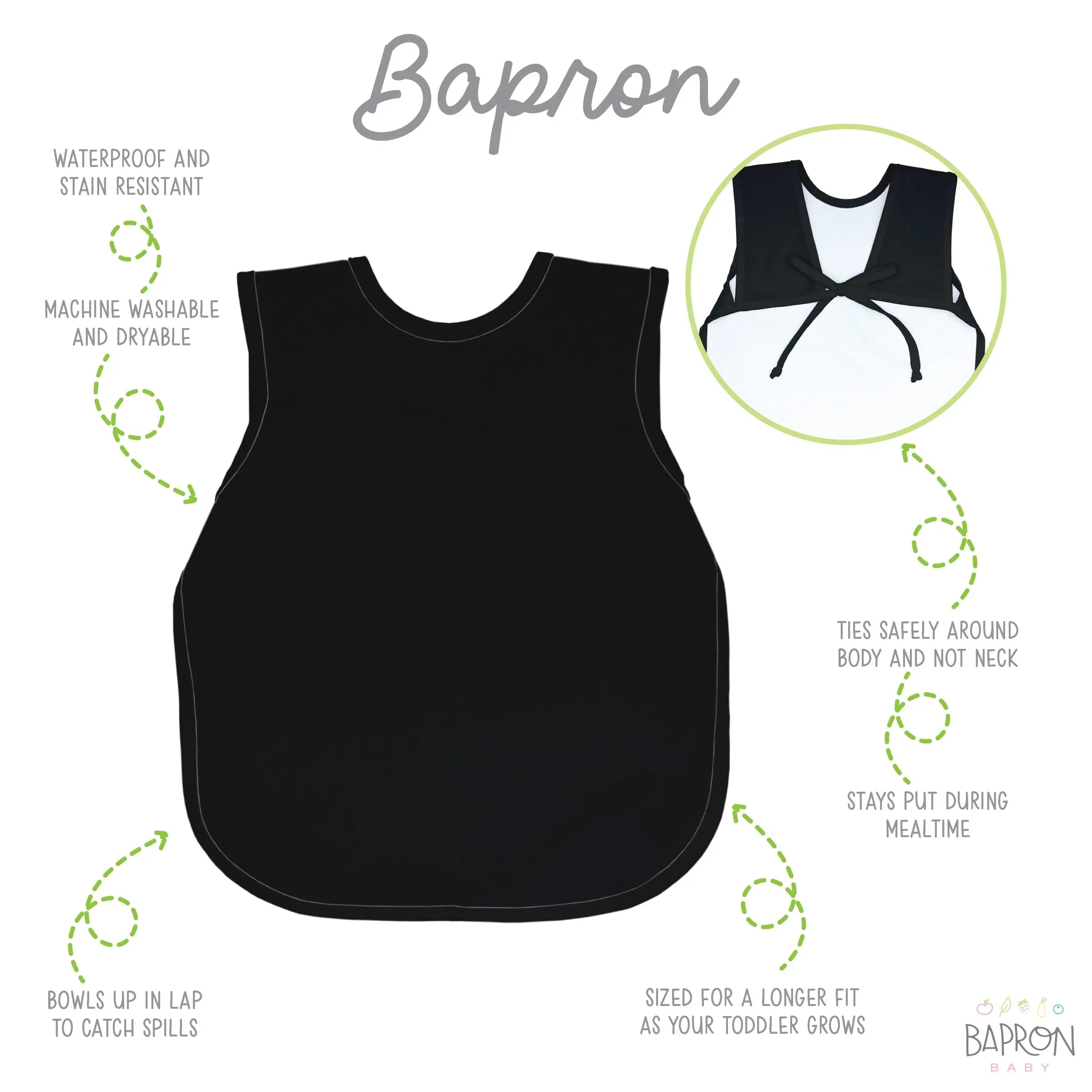 Solid Black Minimalist Bapron - BIG FRENCHIES