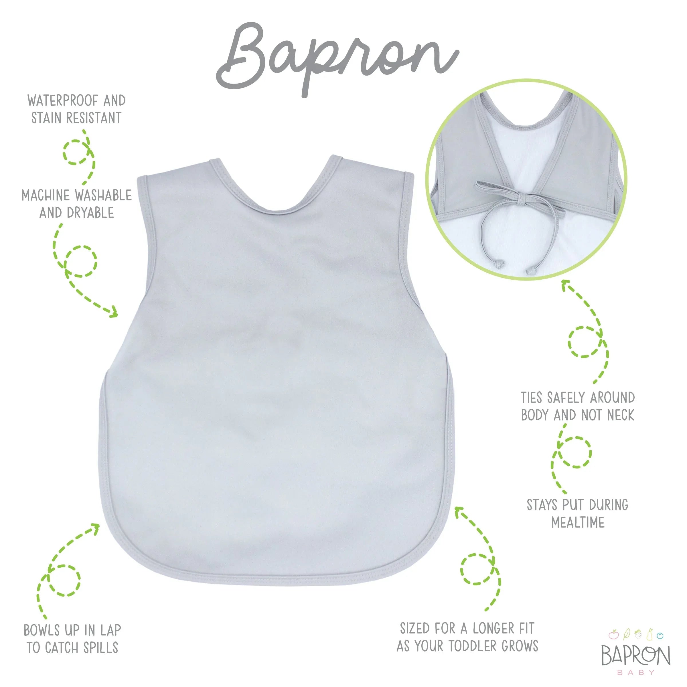Solid Light Gray Minimalist Bapron - BIG FRENCHIES
