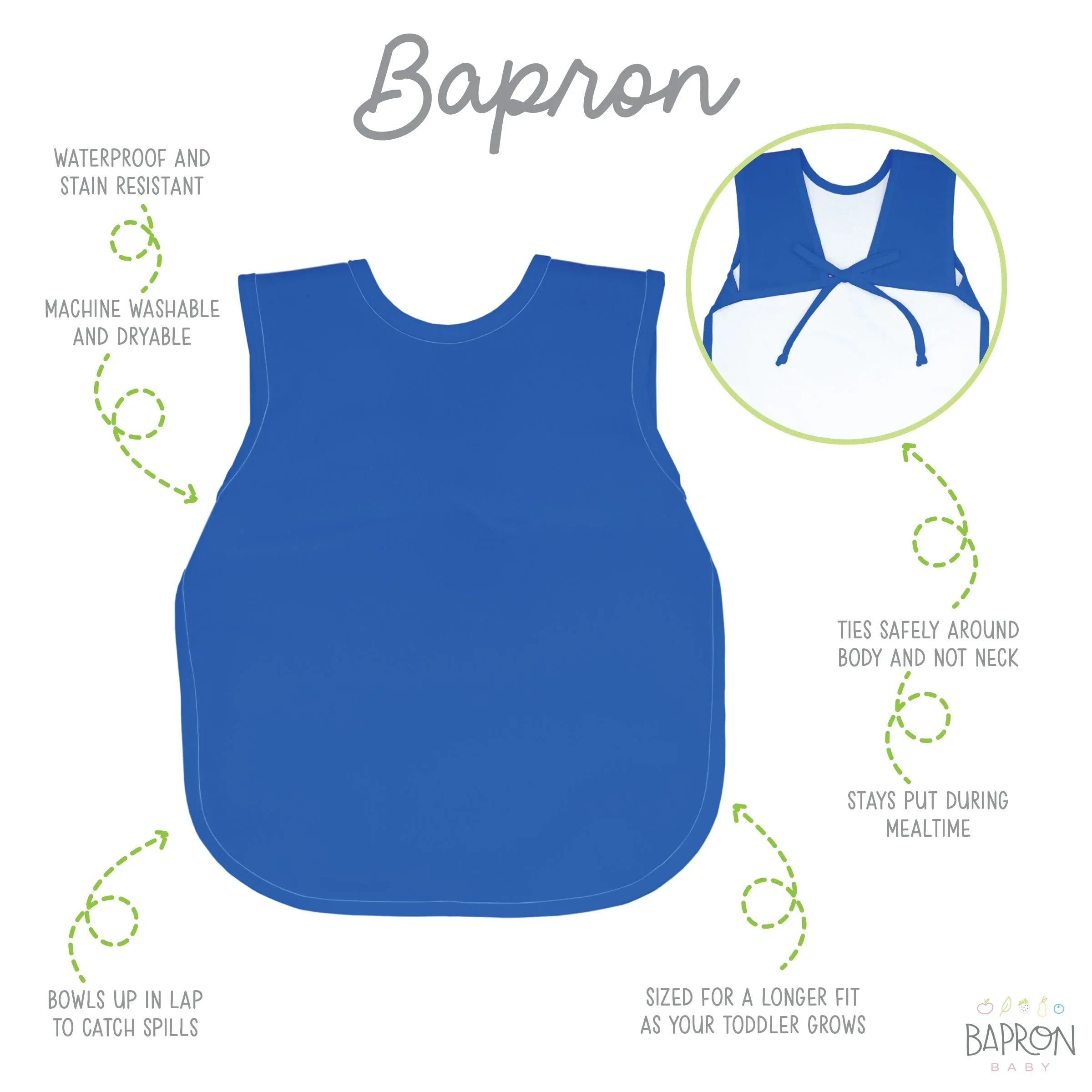 Solid Royal Blue Minimalist Bapron - BIG FRENCHIES