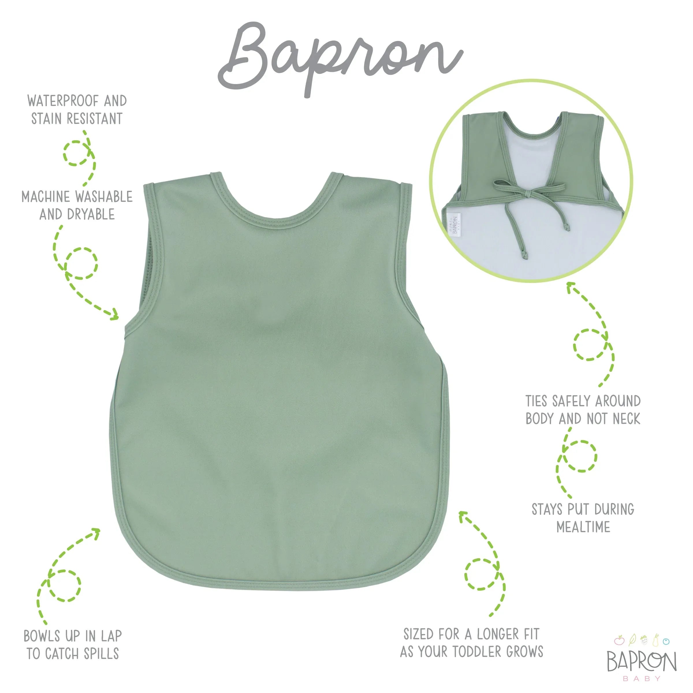 Solid Sage Minimalist Bapron - BIG FRENCHIES