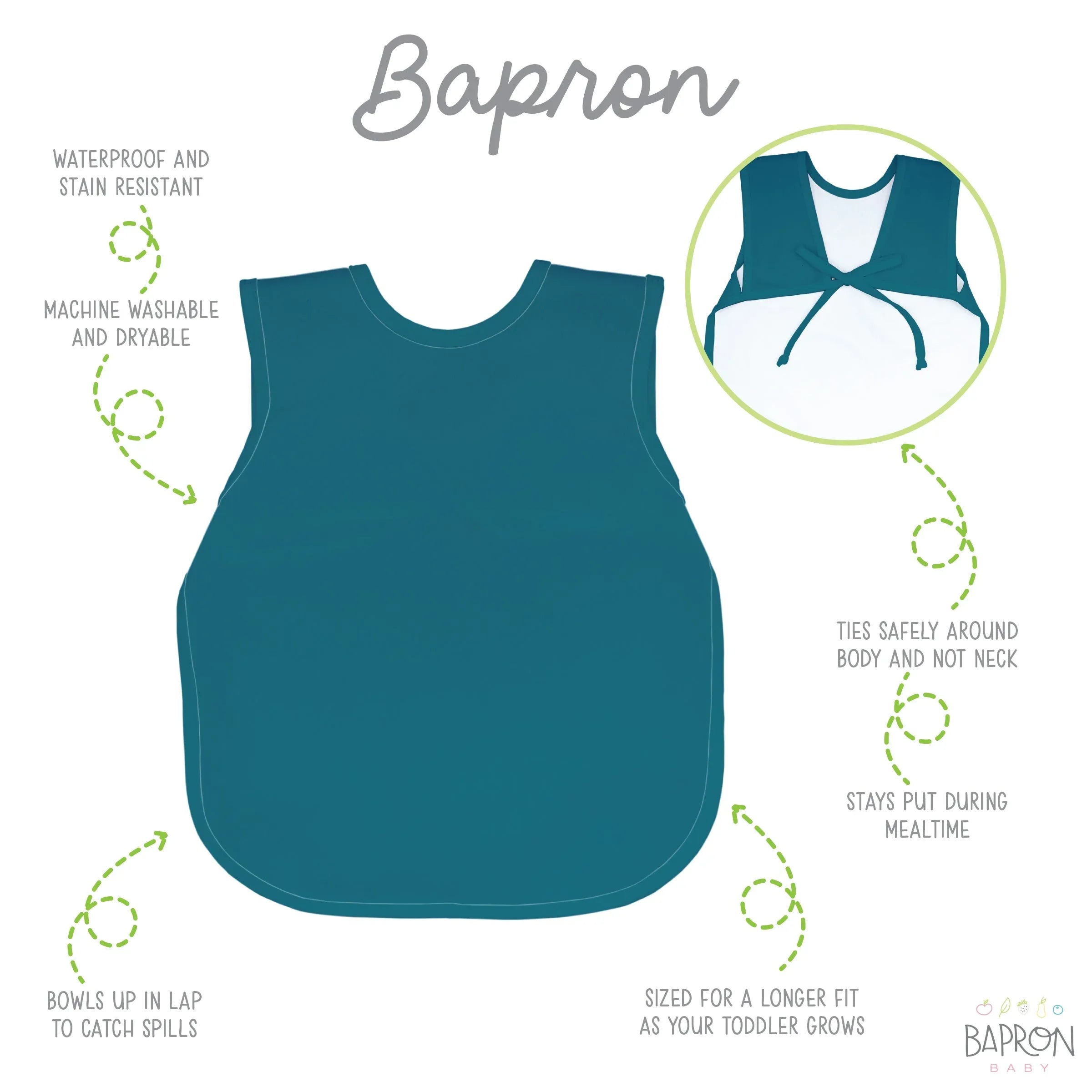 Solid Teal Minimalist Bapron SALE - BIG FRENCHIES