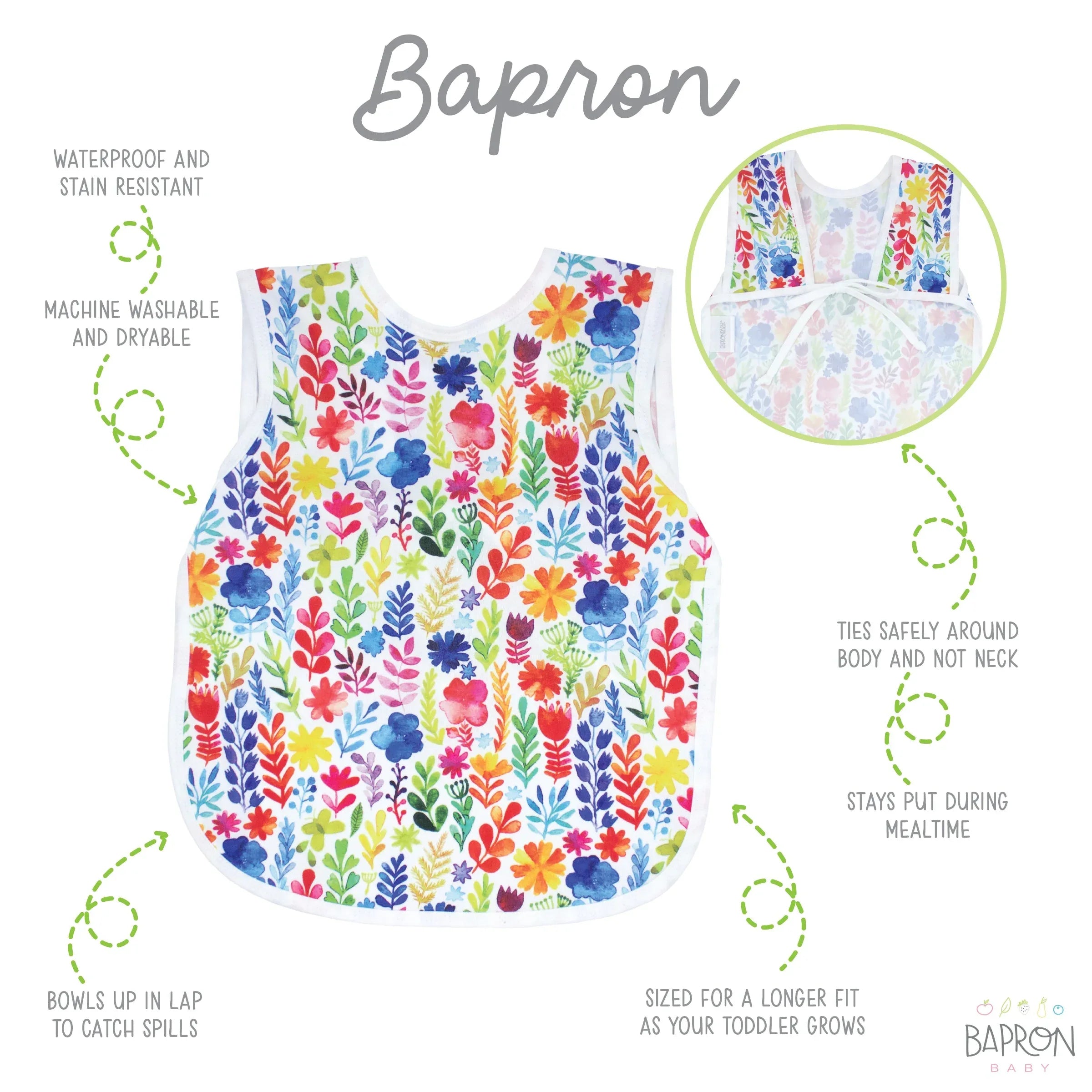 Rainbow Watercolor Floral Bapron - BIG FRENCHIES