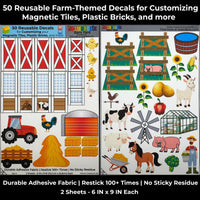 Barn Yard: Reusable Decals for Customizing Magnetic Tiles, Plastic Bricks, and more - BIG FRENCHIES