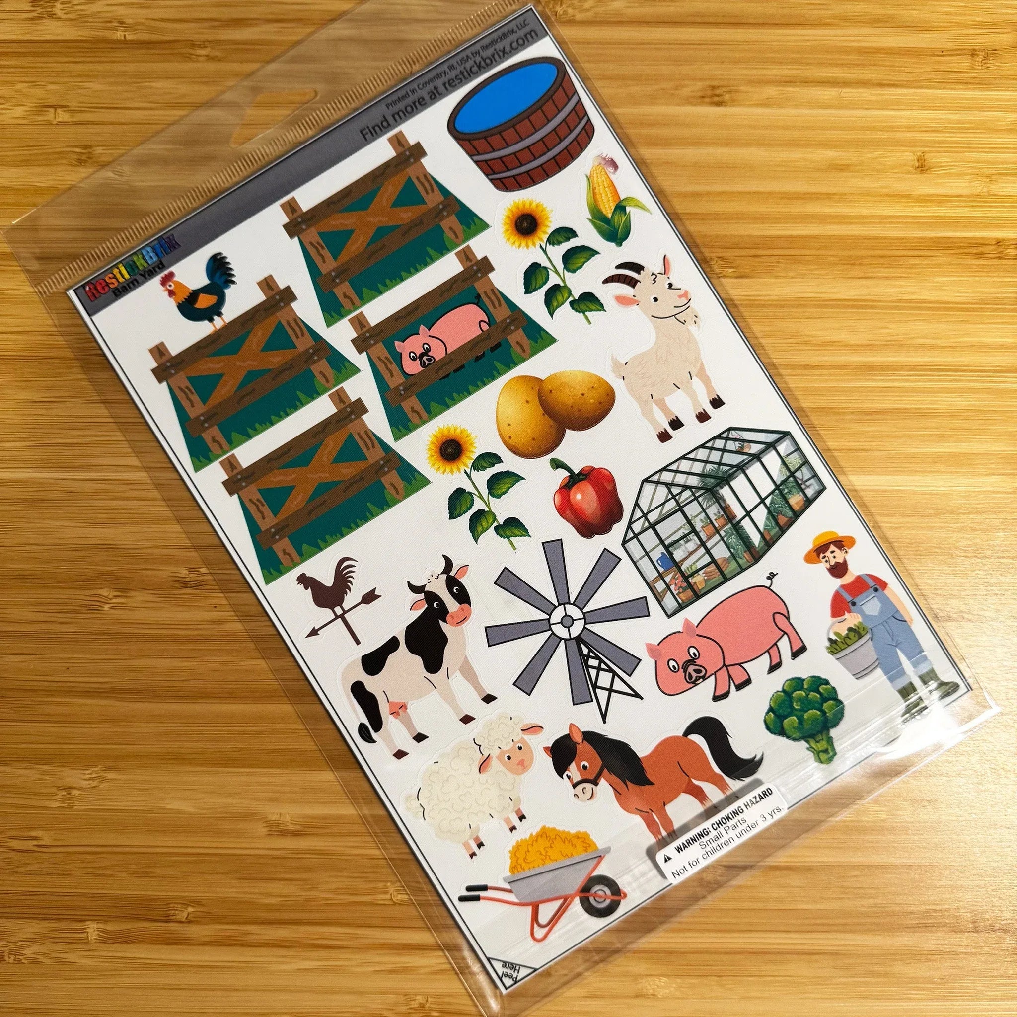 Barn Yard: Reusable Decals for Customizing Magnetic Tiles, Plastic Bricks, and more - BIG FRENCHIES