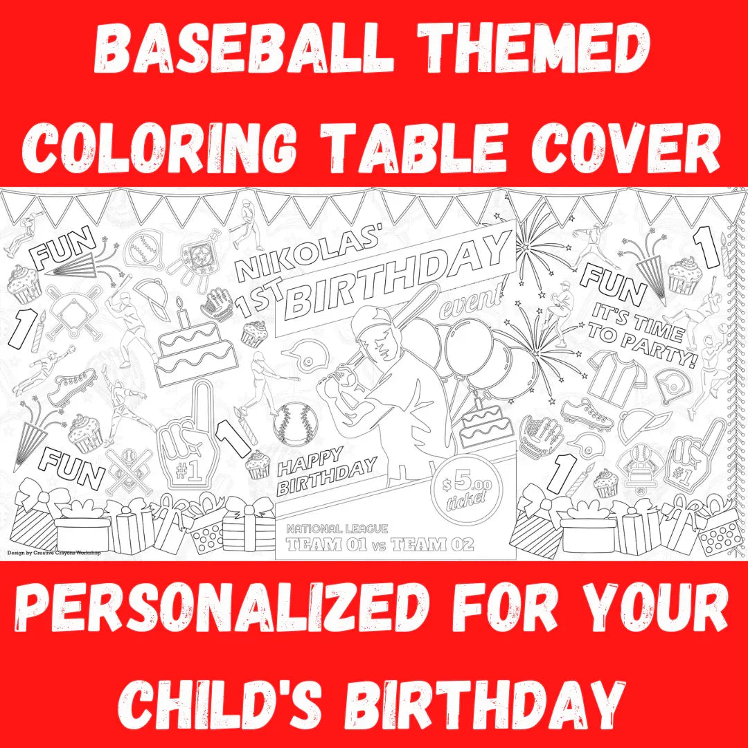 Baseball Birthday Coloring Tablecloth - BIG FRENCHIES