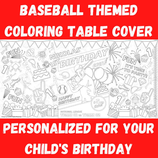 Baseball Birthday Coloring Tablecloth - BIG FRENCHIES