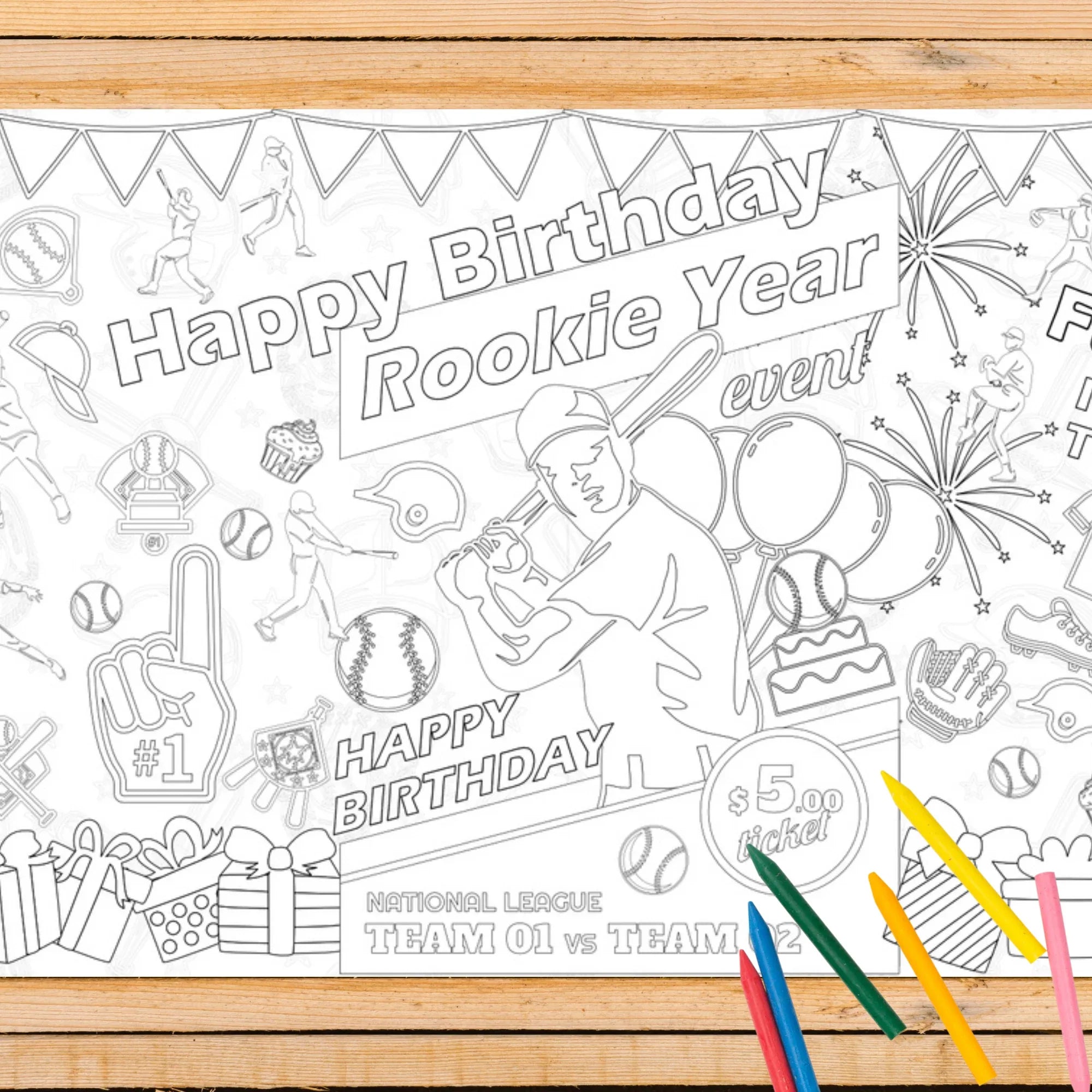 Baseball Birthday Coloring Tablecloth - BIG FRENCHIES
