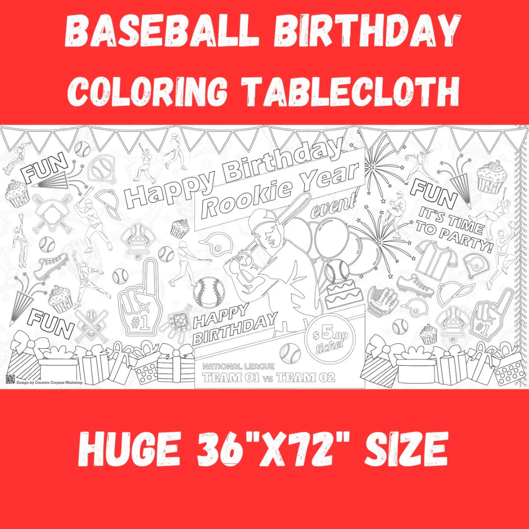 Baseball Birthday Coloring Tablecloth - BIG FRENCHIES