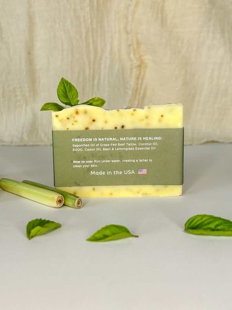 Basil & Lemongrass Tallow Soap Bar - BIG FRENCHIES