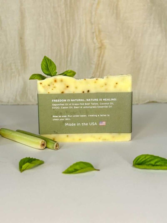 Basil & Lemongrass Tallow Soap Bar - BIG FRENCHIES