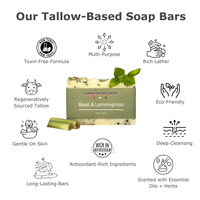 Basil & Lemongrass Tallow Soap Bar - BIG FRENCHIES