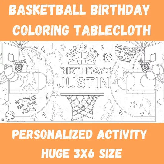 Basketball Birthday Coloring Tablecloth - BIG FRENCHIES