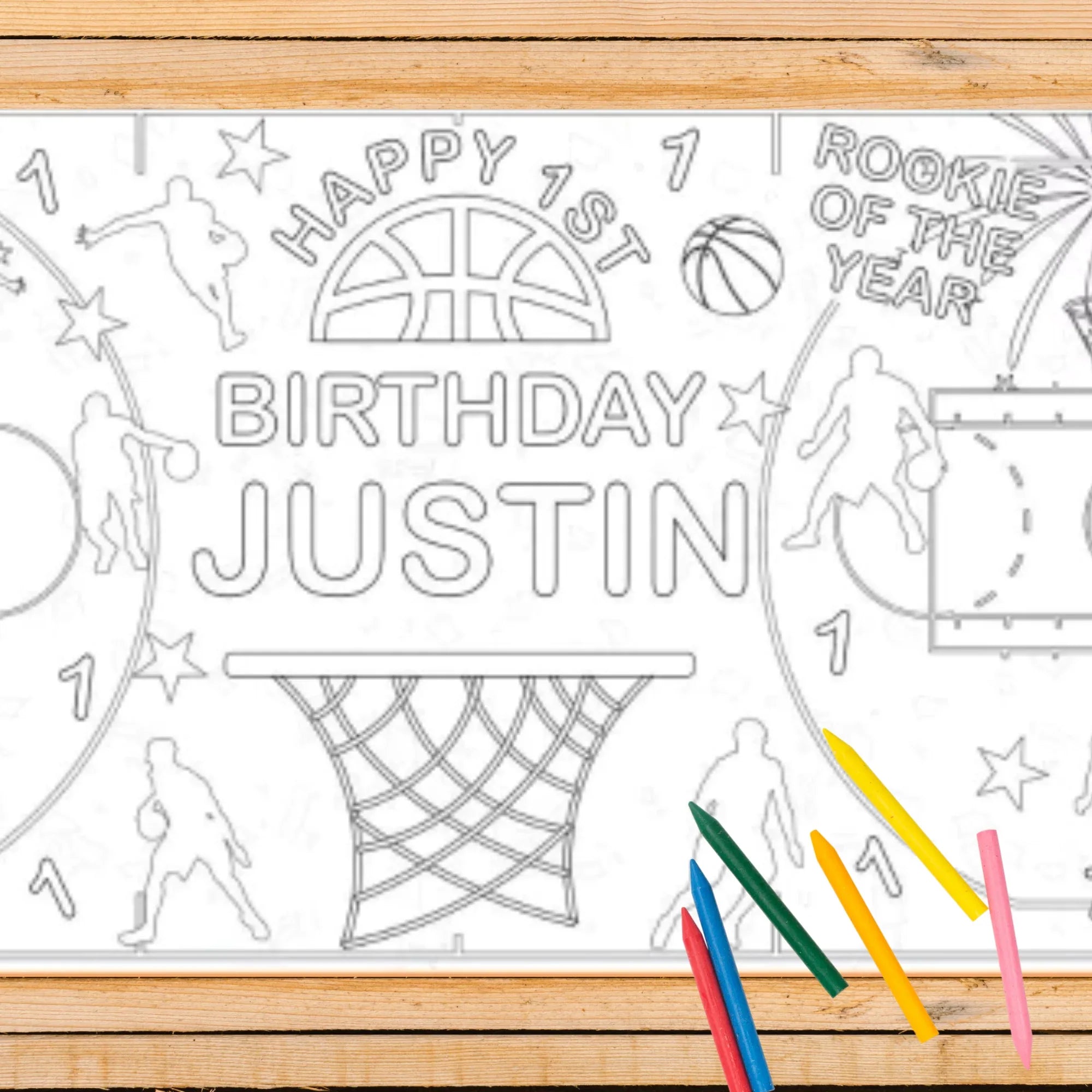 Basketball Birthday Coloring Tablecloth - BIG FRENCHIES
