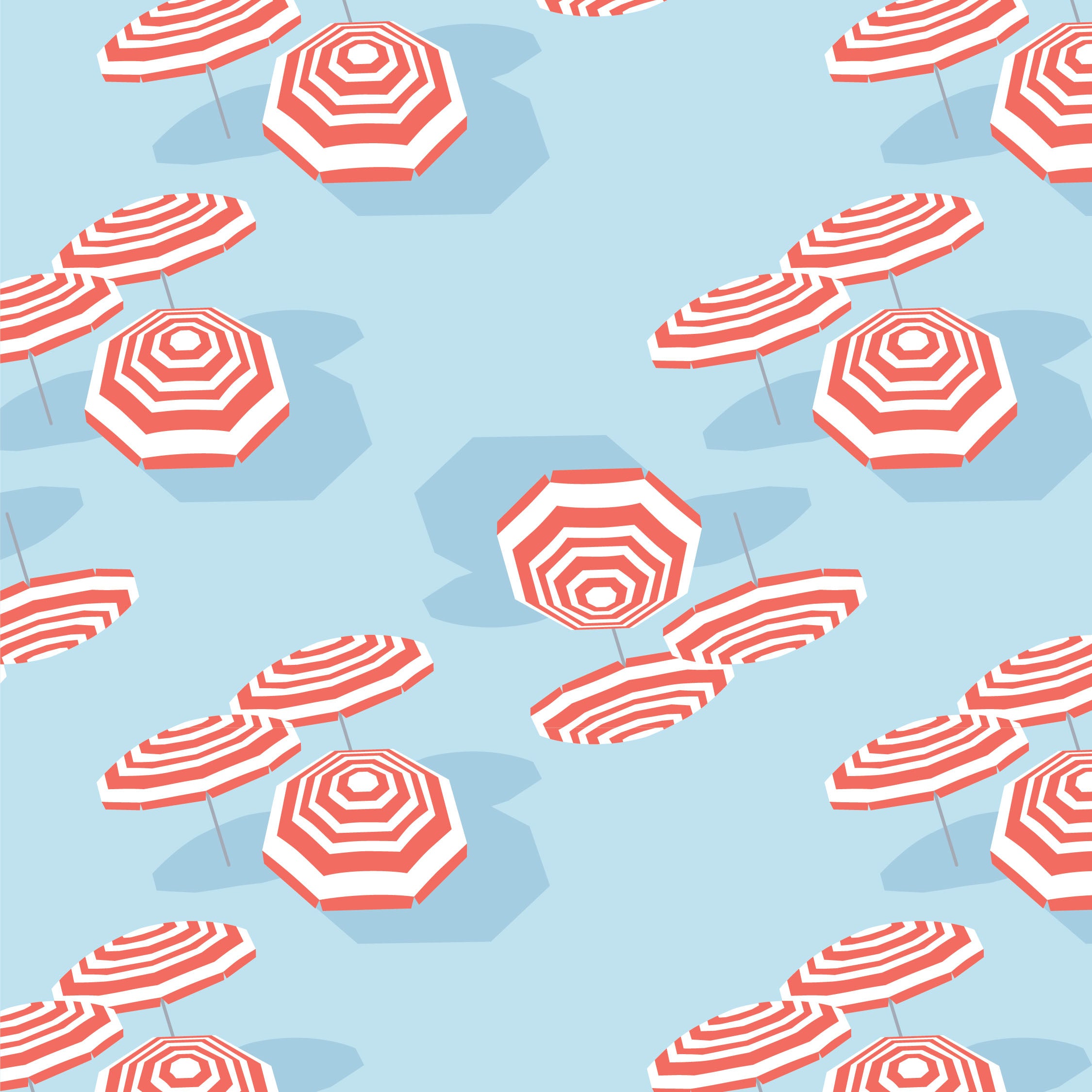 Amalfi Coast Beach Umbrella Red and Blue Crib Sheet