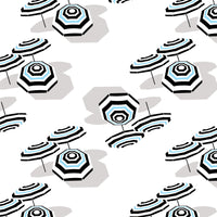 Amalfi Coast Beach Umbrella Black and White Two-Piece Set