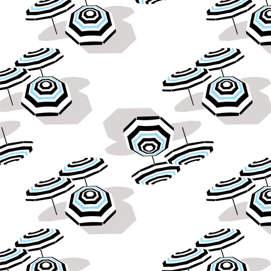 Amalfi Coast Beach Umbrella Black and White Two-Piece Set