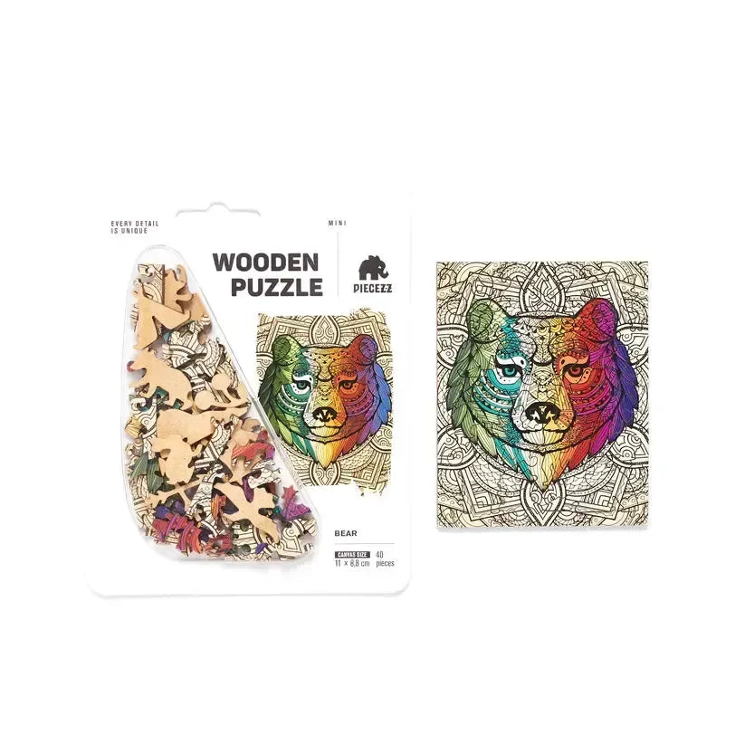 Bear 40 Piece Mini Wooden Jigsaw Puzzle Geek Toys - BIG FRENCHIES