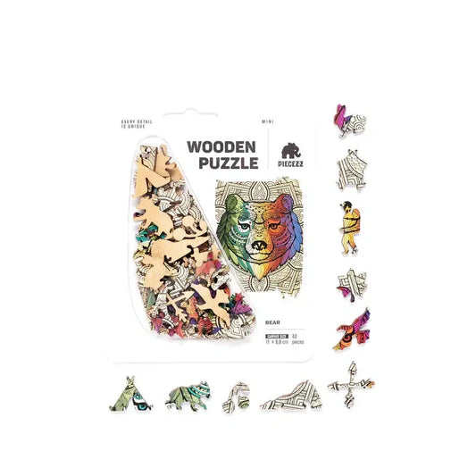 Bear 40 Piece Mini Wooden Jigsaw Puzzle Geek Toys - BIG FRENCHIES