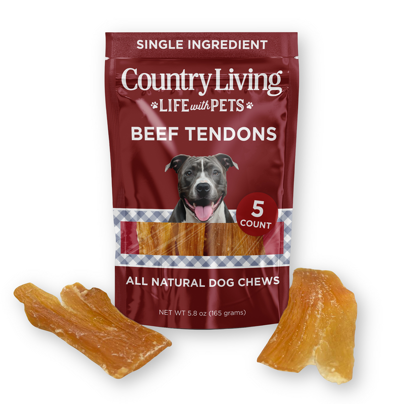 Country Living 4”-7” Beef Backstrap Tendon Dog Chews – 5 Count Bag – All-Natural, Long-Lasting, High-Protein Dog Treats – Single-Ingredient, Grain-Free - BIG FRENCHIES