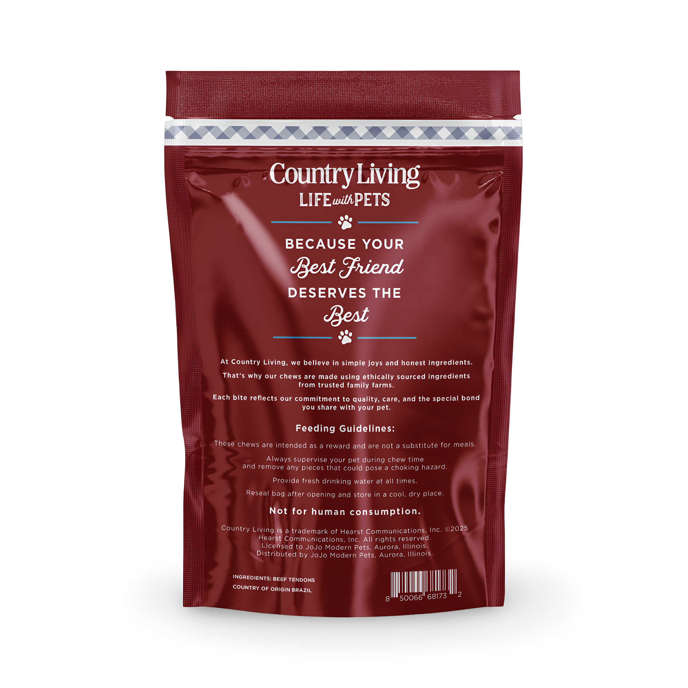 Country Living 4”-7” Beef Backstrap Tendon Dog Chews – 5 Count Bag – All-Natural, Long-Lasting, High-Protein Dog Treats – Single-Ingredient, Grain-Free - BIG FRENCHIES