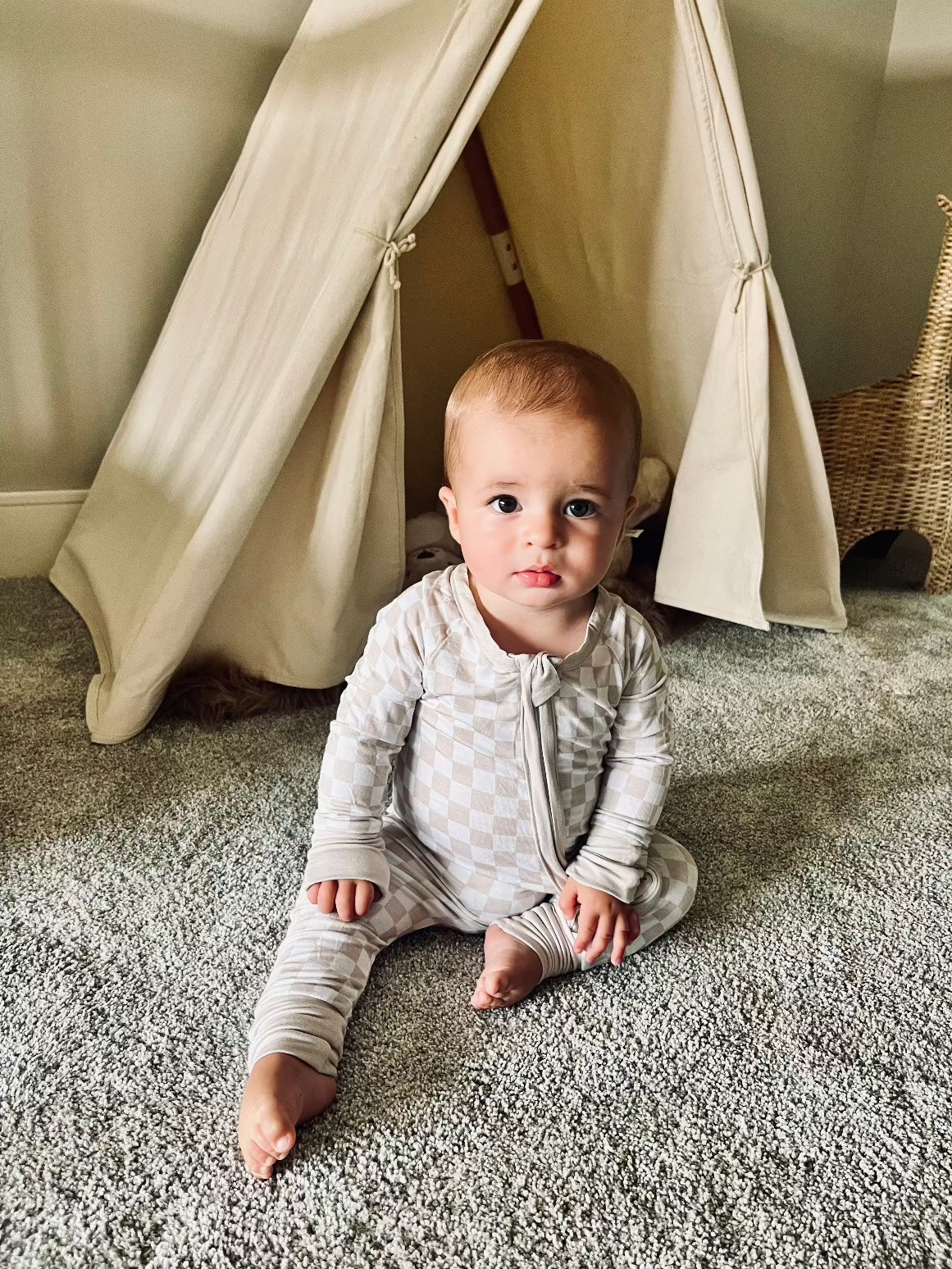 Checkered Bamboo Sleeper | Soft Baby Onesie - BIG FRENCHIES