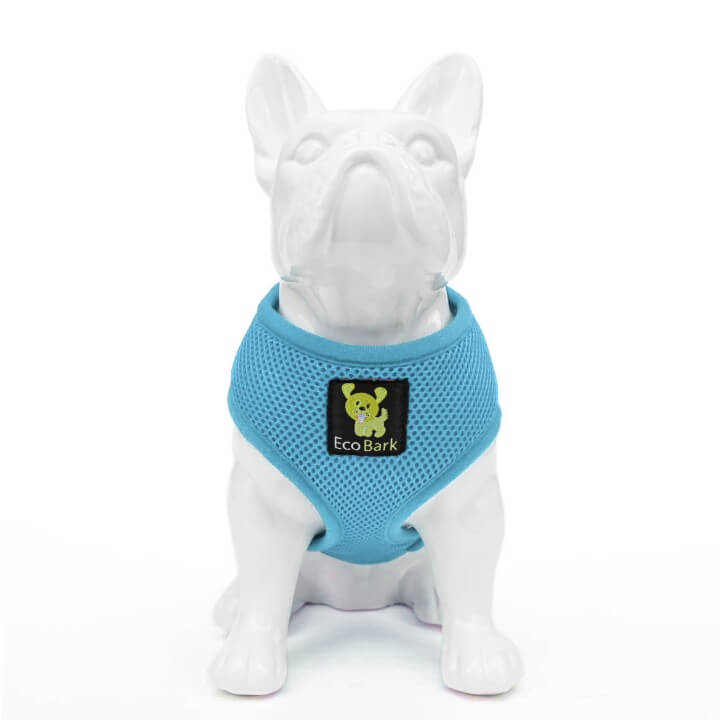 EcoBark Sky Blue Dog Harness - Over-the-Head Soft Mesh Dog Vest Halter for Small to Medium Dogs and Puppies - BIG FRENCHIES