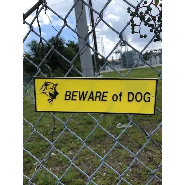 Beware Of Dog Signs Plastic Durable & Visible Black or Yellow 9 x 11" or 3 x 10"