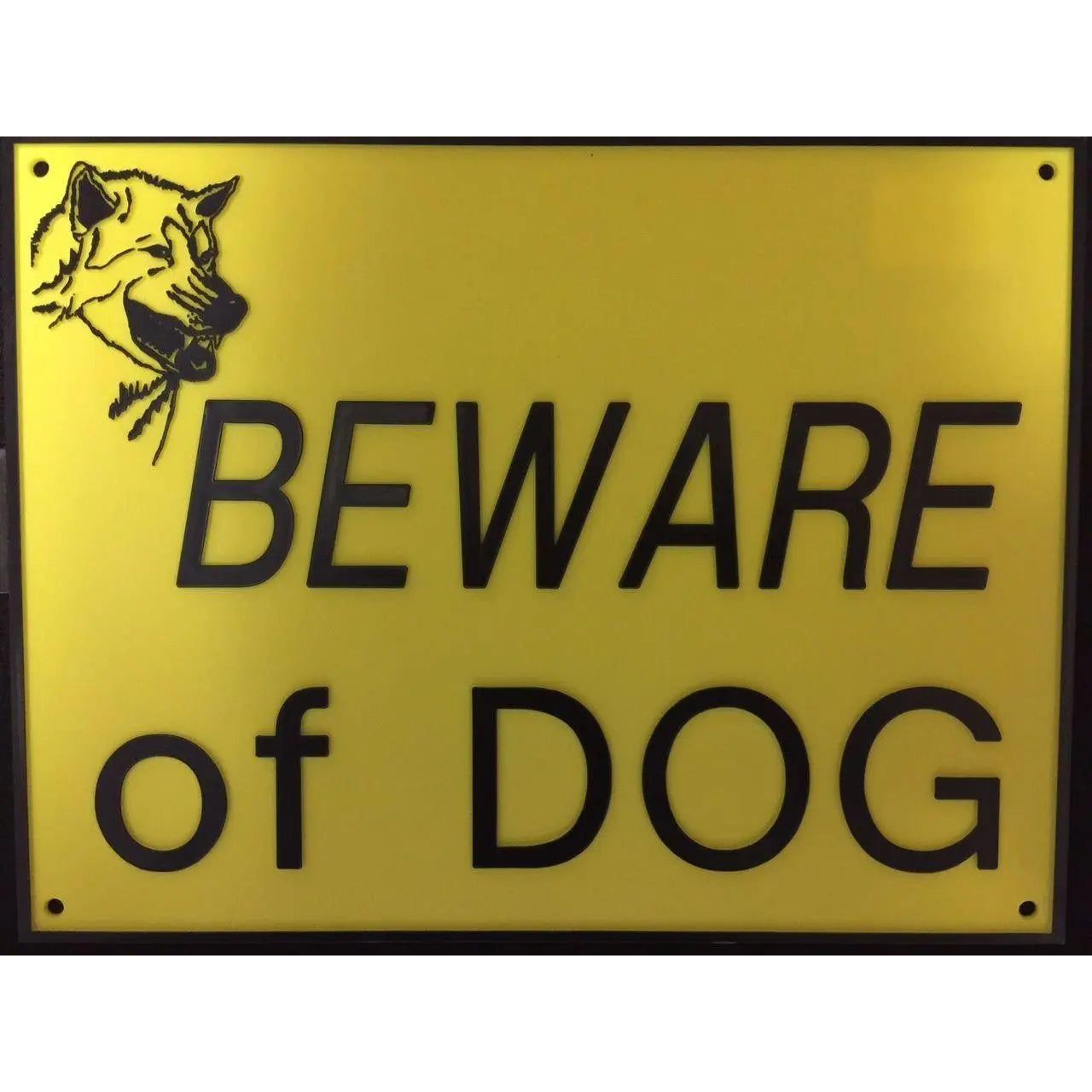 Beware Of Dog Signs Plastic Durable & Visible Black or Yellow 9 x 11" or 3 x 10"