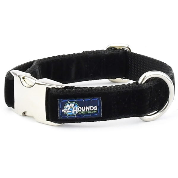 Black Velvet Essential Martingale Dog Collar-Pet Collars & Leashes-BIG FRENCHIES-2 Hounds Design