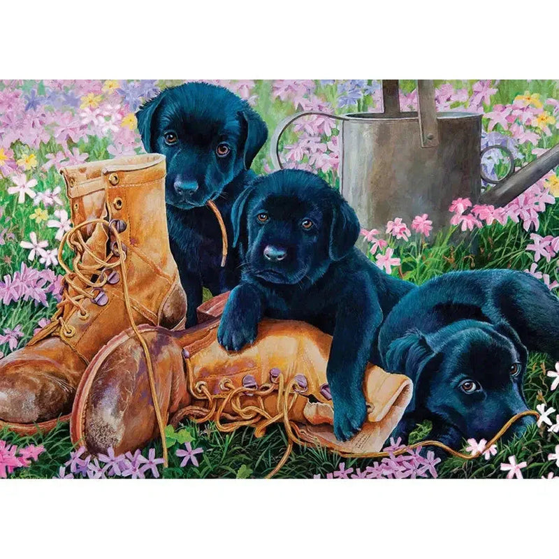 Black Lab Puppies 35 Piece Tray Jigsaw Puzzle Cobble Hill - BIG FRENCHIES