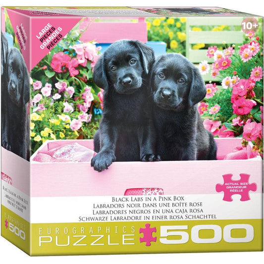 Black Labs in a Pink Box 500 Piece Jigsaw Puzzle Eurographics - BIG FRENCHIES