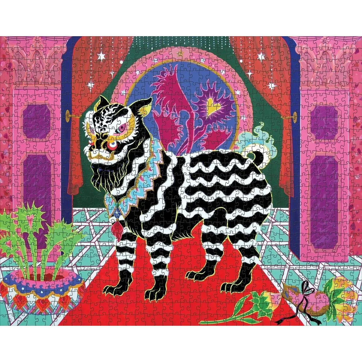 Black Lion, Black Ribbon 1000 Piece Jigsaw Puzzle Pomegranate - BIG FRENCHIES