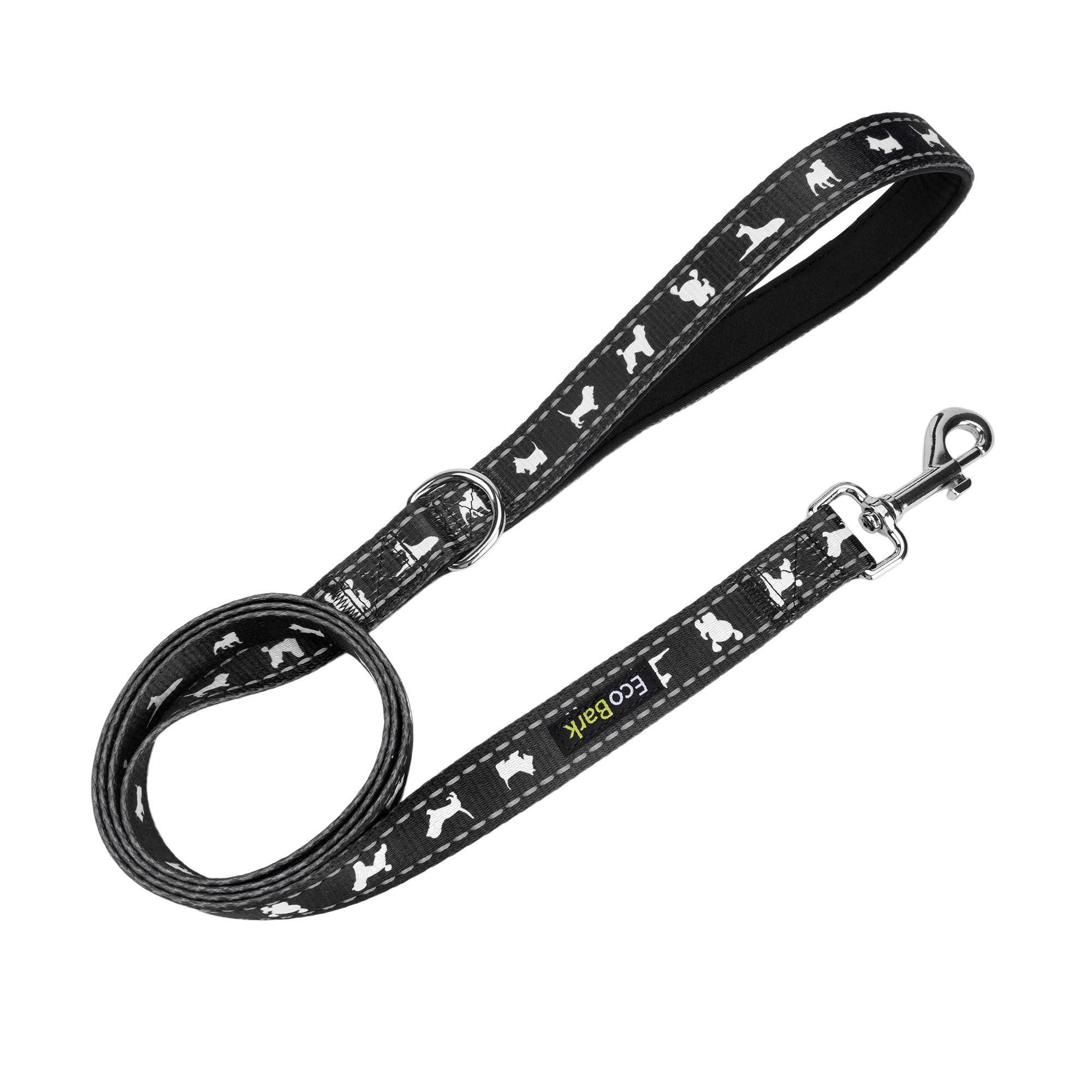 Black Dog Leash by EcoBark - Comfort Grip Padded Leash - 5ft for Small and Medium Dogs - BIG FRENCHIES