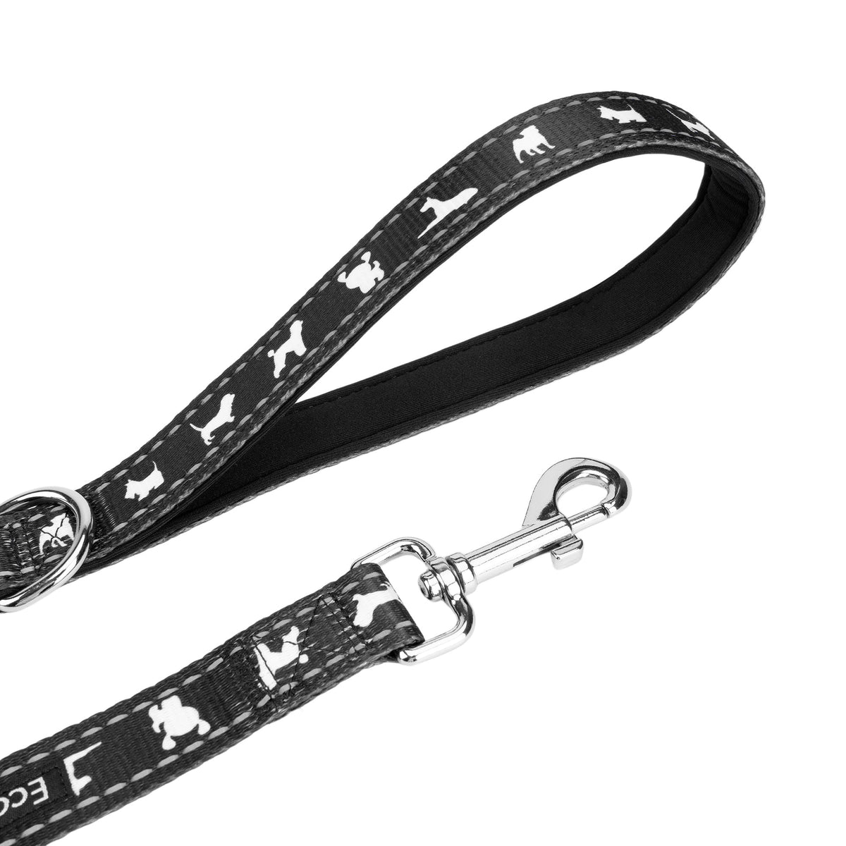 Black Dog Leash by EcoBark - Comfort Grip Padded Leash - 5ft for Small and Medium Dogs - BIG FRENCHIES