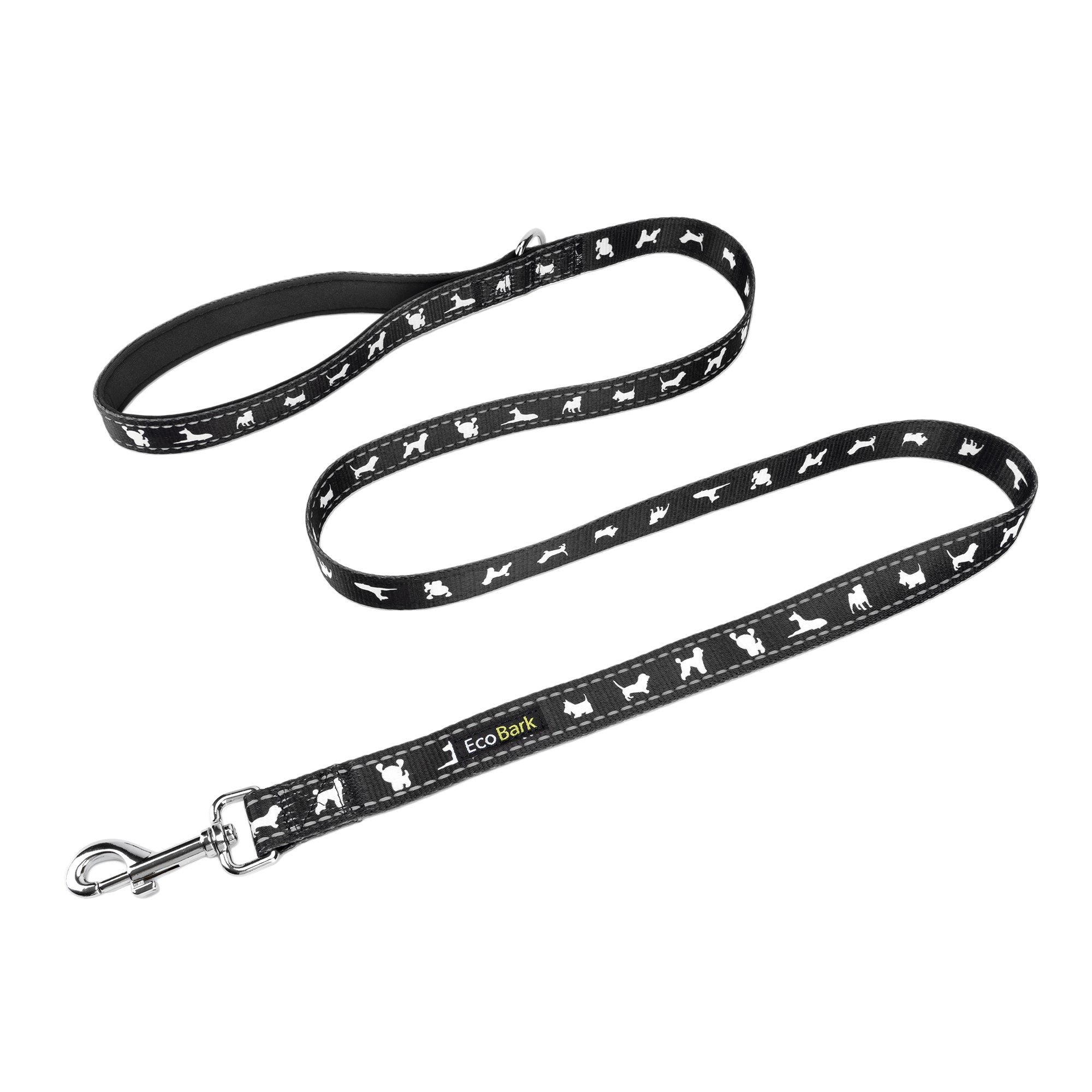 Black Dog Leash by EcoBark - Comfort Grip Padded Leash - 5ft for Small and Medium Dogs - BIG FRENCHIES