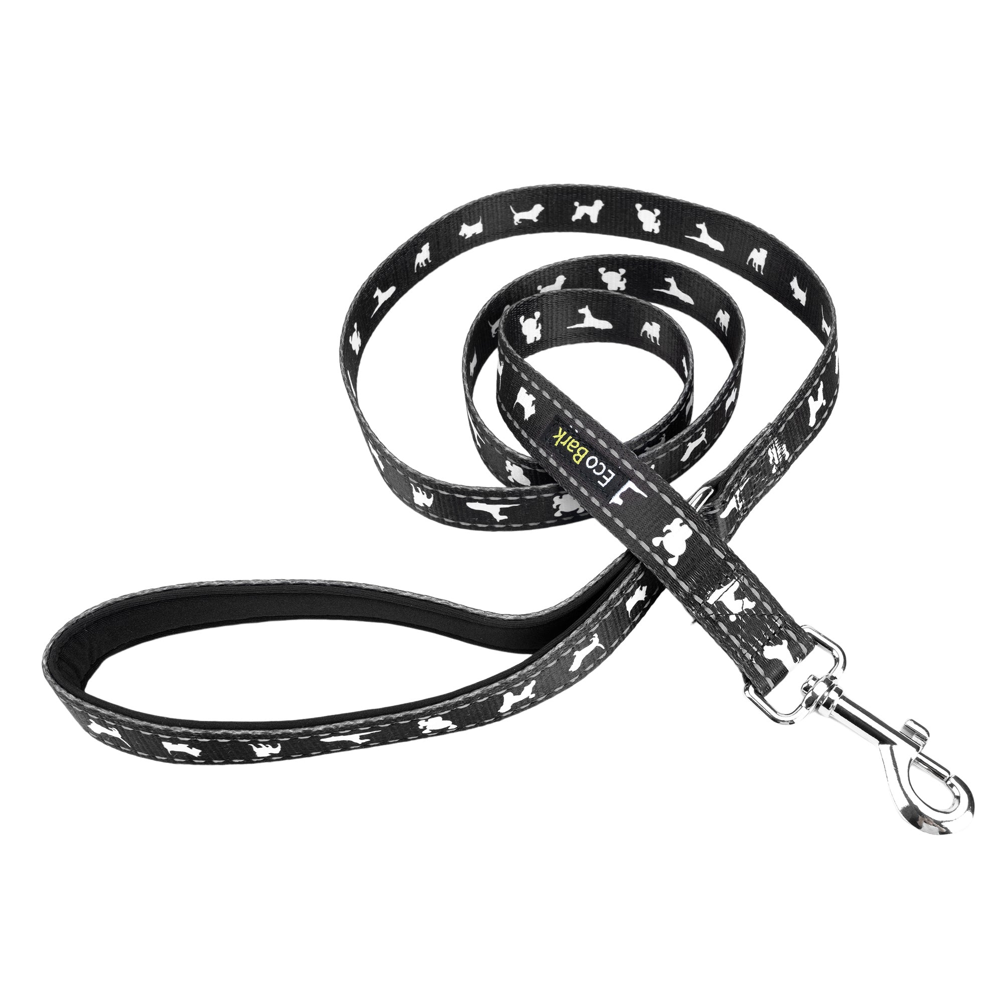 Black Dog Leash by EcoBark - Comfort Grip Padded Leash - 5ft for Small and Medium Dogs - BIG FRENCHIES