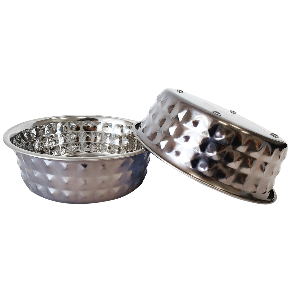 Country Living Set of 2 Hammered Stainless Steel Dog Bowls – Black Pearl - BIG FRENCHIES