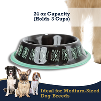 Non-Skid Boho Stainless Steel Dog Bowl – with Whimsical Unicorn Design, Silicone Base for Medium Dogs – 24oz - BIG FRENCHIES