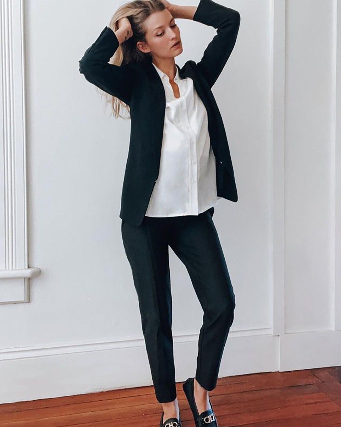 Slim Leg Maternity Work Pants in Black - BIG FRENCHIES